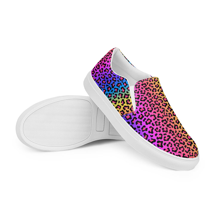 Rainbow Cheetah Women’s Slip-On Canvas Shoes - Star Point Horsemanship